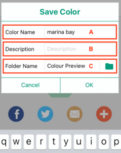 A "Save Color" opens up with options what to save the color as and what folder to place it in