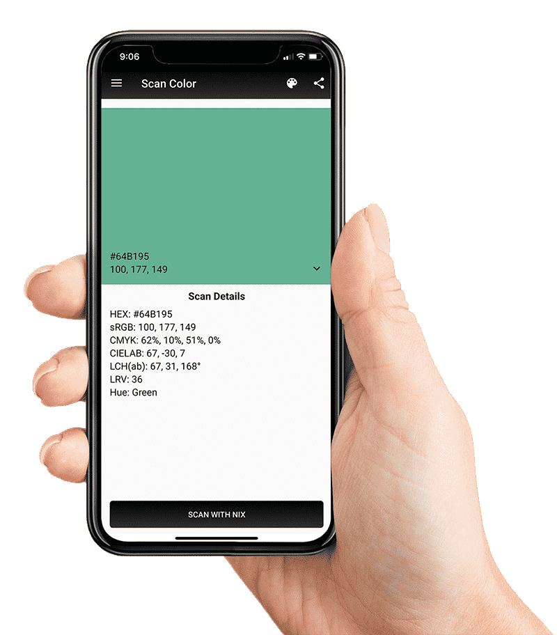 Nix color sensor app with dark teal color